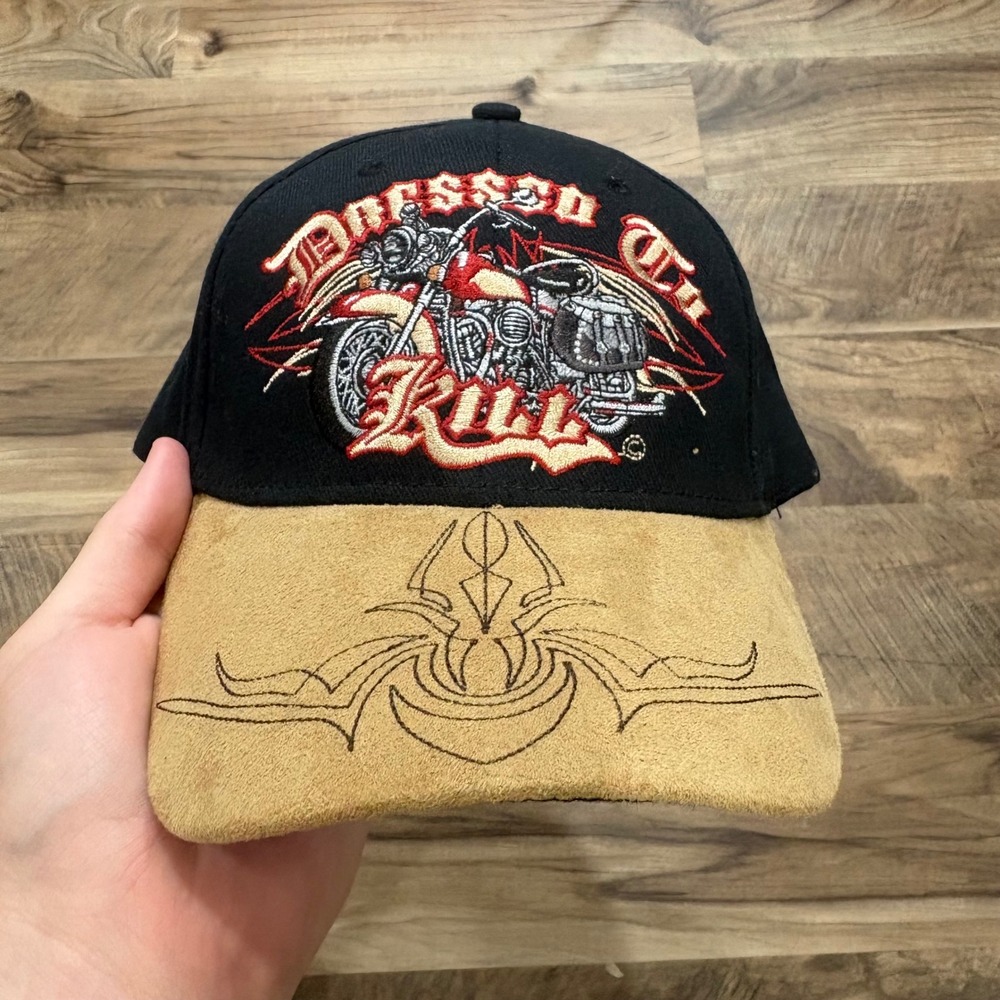 Vintage Y2K Capsmith Hat Mens OSFA Black Dressed To Kill Biker Motorcycle Cap